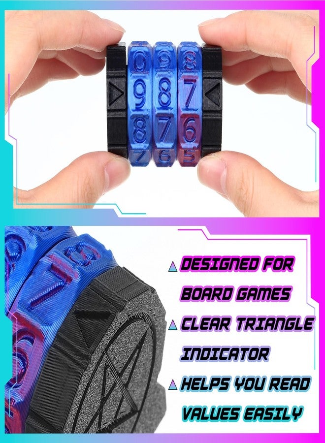 Relaxweex Life Counter Wheel Gradient Game Counter Health Tracker for TCG, TRPG Card Games Board Table top Games, 3 Rings Blue and Purple - Image 4